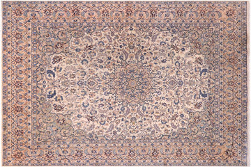 handmade Traditional Nahin Beige Peach Hand Knotted RECTANGLE 100% Wool Pile area rug 12x17